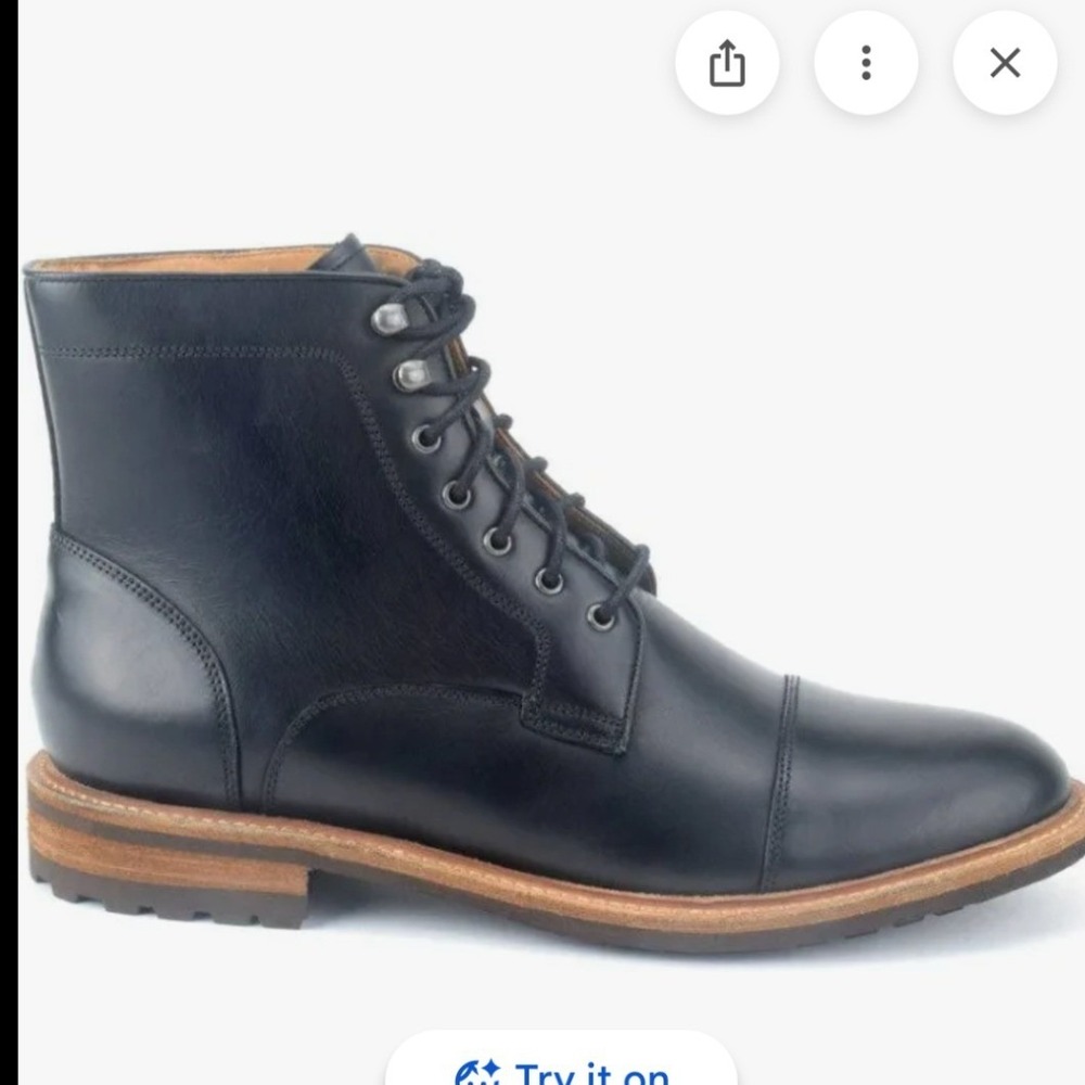 Warfield & Grand Park Mens Black Leather Cap Toe Lace Up Boots 9 32701
